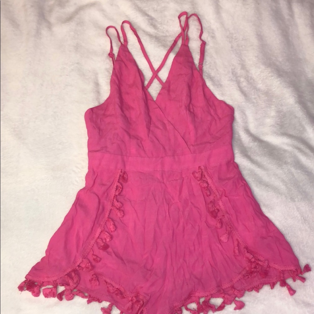 Pink cross back romper
